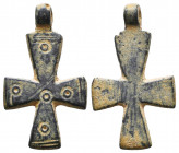 Ancient Bronze Byzantine / Crusaders Cross Pendant
10th-12th century AD.
Reference:
Condition: Very Fine

Weight: 7,6 gr
Diameter: 40,3 mm