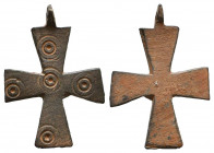 Ancient Bronze Byzantine / Crusaders Cross Pendant
10th-12th century AD.
Reference:
Condition: Very Fine

Weight: 2,3 gr
Diameter: 33 mm