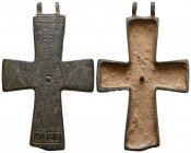 Ancient Bronze Byzantine / Crusaders Cross Pendant
10th-12th century AD.
Reference:
Condition: Very Fine

Weight: 29,4 gr
Diameter: 77,4 mm