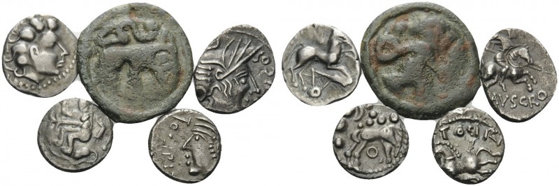 GAUL. (Silver, 12.04 g). Lot of 5 Gallic Coins. 1. Aedui. AR Unit, 14 mm, 2.03 g...