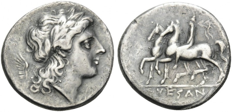 CAMPANIA. Suessa Aurunca . Circa 265-240 BC. Didrachm (Silver, 21 mm, 6.44 g, 6 ...