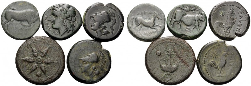 MAGNA GRAECIA. (Bronze, 33.37 g). Five Bronze Coins from Magna Graecia: 1. Etrur...