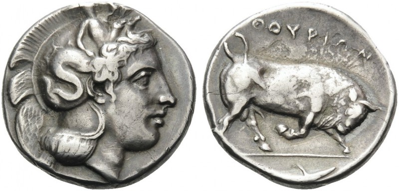 LUCANIA. Thourioi . Circa 443-400 BC. Stater (Silver, 20 mm, 7.85 g, 4 h). Head ...