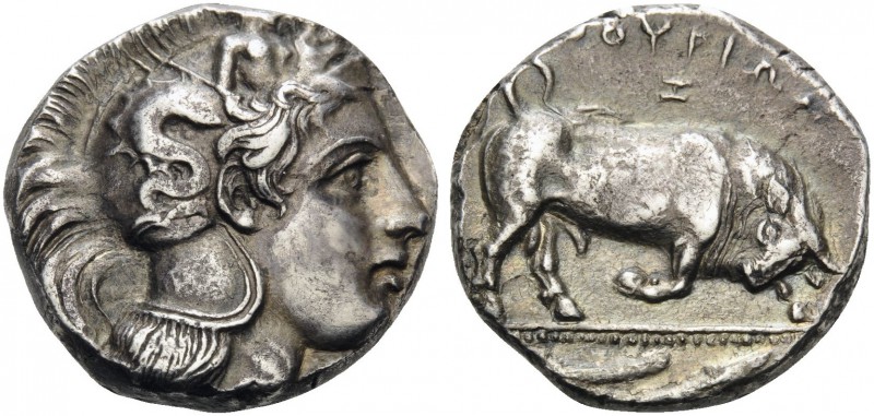 LUCANIA. Thourioi . Circa 350-300 BC. Distater (Silver, 23 mm, 15.99 g, 3 h). He...
