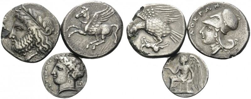 BRUTTIUM. (Silver, 16.46 g). Lot of Three Silver Coins of Lokroi Epizephyrioi an...