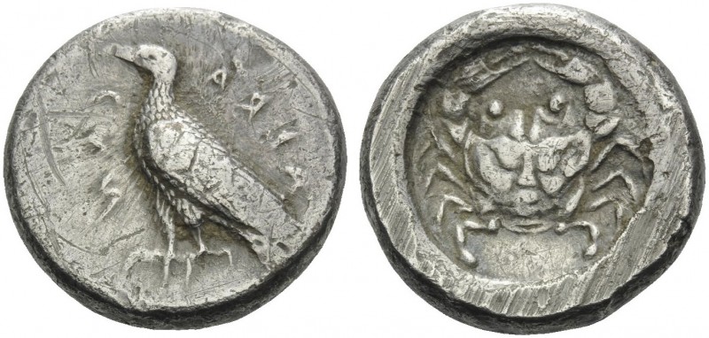 SICILY. Akragas . Circa 500-495 BC. Didrachm (Silver, 19 mm, 8.80 g, 6 h). AKRAC...