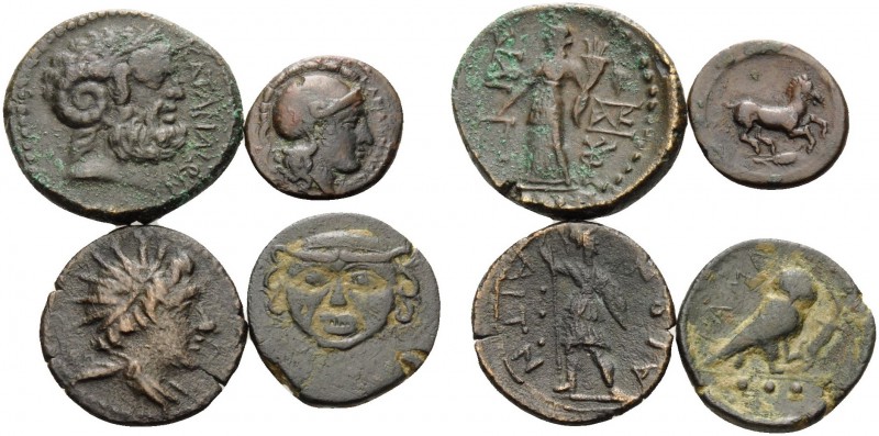 SICILY. (30.21 g). Lot of Four Sicilian Bronze Coins. 1 . Aitna. AE Trias, 19 mm...