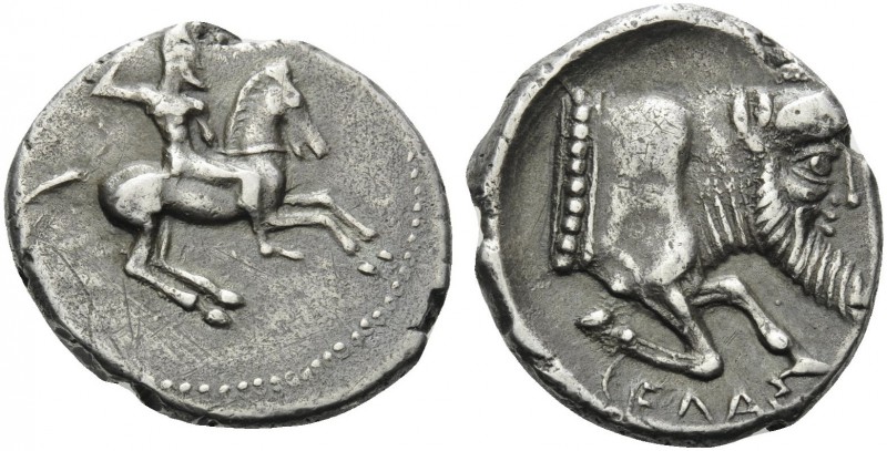 SICILY. Gela . Circa 490/85-480/75 BC. Didrachm (Silver, 22 mm, 8.32 g, 3 h). Nu...