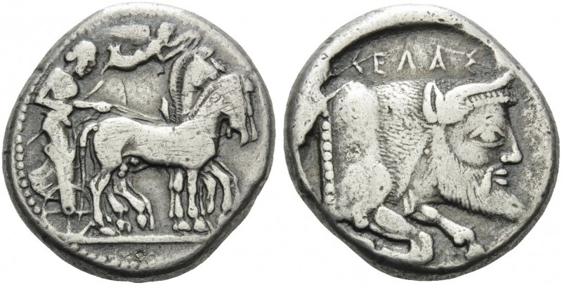 SICILY. Gela . Circa 480/75-475/70 BC. Tetradrachm (Silver, 24 mm, 16.81 g, 12 h...