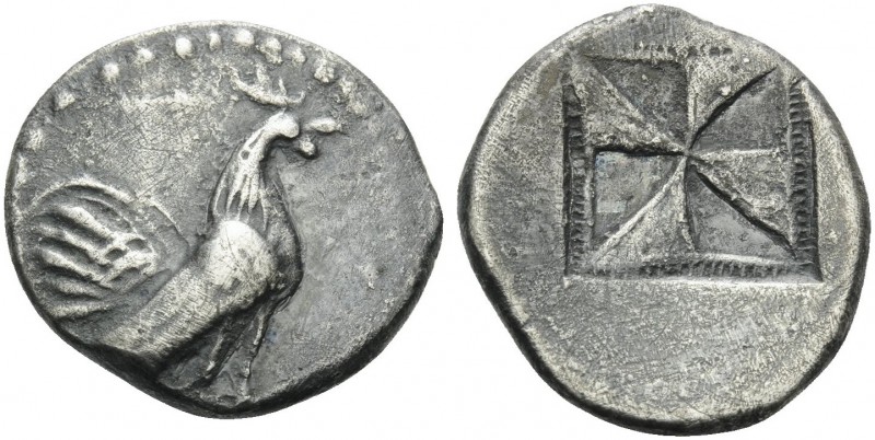 SICILY. Himera . Circa 530-483/2 BC. Drachm (Silver, 21 mm, 5.39 g). Rooster sta...