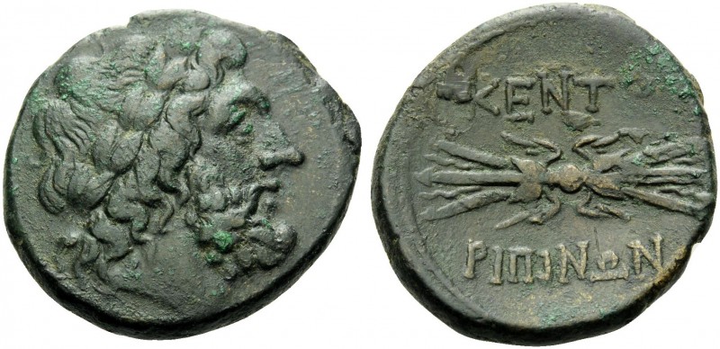 SICILY. Kentoripai . Circa 214-210 BC. Tetrachalkon (Bronze, 26 mm, 11.44 g, 8 h...