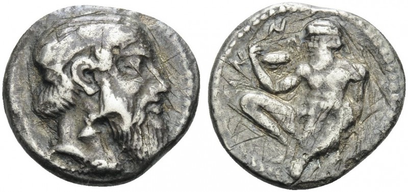 SICILY. Naxos . Circa 461-430 BC. Drachm (Silver, 17 mm, 3.97 g, 7 h). Bearded h...