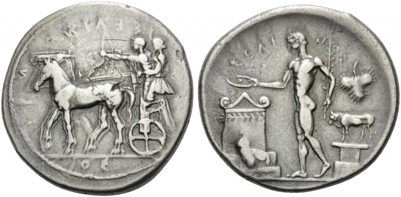 SICILY. Selinos . Circa 455-409 BC. Tetradrachm (Silver, 30 mm, 16.88 g, 9 h). Σ...