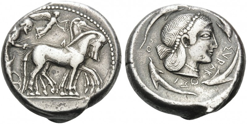 SICILY. Syracuse . Deinomenid Tyranny, 485-466 BC. Tetradrachm (Silver, 24 mm, 1...