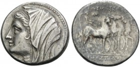 SICILY. Syracuse . Philistis, wife of Hieron II, 275-215 BC. 16 Litrai (Silver, 26 mm, 12.72 g, 4 h), 218/7-214 BC. Diademed and veiled bust of Philis...