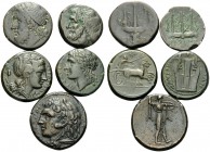 SICILY. (Bronze, 41.18 g). Lot of Five Bronze Coins of Syracuse and Tauromenion. 1 . Syracuse, Hiketas II. AE, 21 mm, 8.56 g, 4h. SNG ANS 775. 2 . Syr...