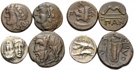 Black Sea Region. (27.37 g). Lot of One Silver and Three Bronze Coins from the Black Sea Region. 1 .Moesia, Istros. AR Drachm, 17 mm, 5.19 g, 6h. SNG ...