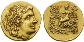 KINGS OF THRACE. Lysimachos, 305-281 BC. Stater (Gold, 19 mm, 8.23 g, 11 h), struck posthumously under Mithridates VI, Byzantion, 1st quarter of the 1...