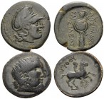 KINGS OF THRACE. (Bronze, 13.25 g). Lot of Two Bronze Coins. 1 .Seuthes III. AE, 21 mm, 5.10 g, 2h. SNG Copenhagen 1072. 2 . Lysimachos. AE, 22 mm, 5....