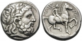 KINGS OF MACEDON. Philip II, 359-336 BC. Tetradrachm (Silver, 24 mm, 14.41 g, 12 h), Amphipolis, 348/7-343/2. Laureate head of Zeus to right. Rev. ΦΙΛ...