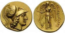 KINGS OF MACEDON. Alexander III ‘the Great’, 336-323 BC. Stater (Gold, 18 mm, 8.35 g, 3 h), Tarsos, c. 333-327 BC. Head of Athena right, wearing Corin...