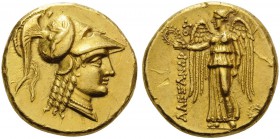 KINGS OF MACEDON. Alexander III ‘the Great’, 336-323 BC. Stater (Gold, 17 mm, 8.58 g, 12 h), Sidon, 333-305 BC. Head of Athena right, wearing Corinthi...