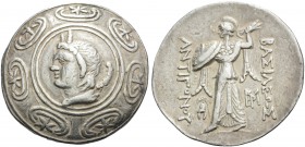KINGS OF MACEDON. Antigonos II Gonatas, 277/6-239 BC. Tetradrachm (Silver, 31 mm, 17.08 g, 8 h), Amphipolis, c. 274/1-260/55 BC. Horned head of Pan to...