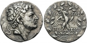 KINGS OF MACEDON. Perseus, 179-168 BC. Tetradrachm (Silver, 30 mm, 16.12 g, 12 h), Pella or Amphipolis, c. 173-171. Diademed head of Perseus to right....