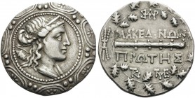 MACEDON (ROMAN PROTECTORATE), Republican period. First Meris . Circa 167-149 BC. Tetradrachm (Silver, 31 mm, 16.47 g, 12 h), Amphipolis. Diademed and ...
