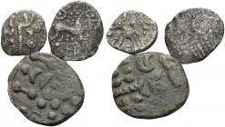 CELTIC, Britain. (4.12 g). Lot of Two Silver and one Bronze Coins of the Ancient Britons. 1. Iceni . AR Unit, 15 mm, 0.81 g, 2h. Rudd ABC 1642. 2. Dob...
