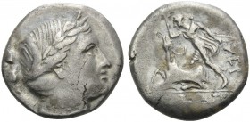 TAURIC CHERSONESOS. Chersonesos . Circa 210-200 BC. Drachm (Silver, 17 mm, 2.79 g, 11 h), Eurydamos. Laureate head of Artemis to right, with her bow a...