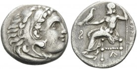 KINGS OF MACEDON. Alexander III ‘the Great’, 336-323 BC. Drachm (Silver, 18 mm, 4.07 g, 8 h), Struck under Philip III Arrhidaios, Lampsakos, 323-317. ...