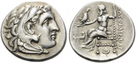 KINGS OF MACEDON. Alexander III ‘the Great’, 336-323 BC. Drachm (Silver, 18 mm, 4.20 g, 11 h), Abydos, c. 310-301. Head of Herakles wearing lion's ski...