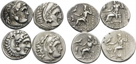 KINGS OF MACEDON. Alexander III ‘the Great’, 336-323 BC. (Silver, 16.55 g). Lot of Four Silver Drachmas of the Type of Alexander III. 1 . Lampsakos. A...