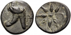 PONTOS. Anonymous issues . Circa 130-100 BC. (Bronze, 20 mm, 7.29 g). Bashlyk to left; to right, monogram. Rev. Star of 7 rays and a small crescent. S...