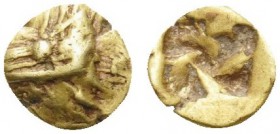 MYSIA. Kyzikos . Circa 600-550 BC. Tetartemorion of 1/48 Stater (Electrum, 6 mm, 0.32 g). Head of tunny to left. Rev. Incuse square. SNG France -. SNG...