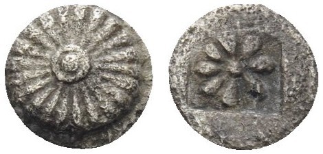 IONIA. Erythrai . Circa 480-450 BC. Hemiobol (Silver, 6 mm, 0.30 g). Rosette wit...