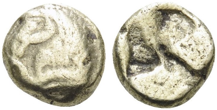IONIA. Uncertain . Circa 600-550 BC. Hekte (Electrum, 11 mm, 2.24 g). Forepart o...