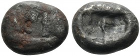 KINGS OF LYDIA. Kroisos, circa 560-546 BC. Siglos (Silver (plated), 15 mm, 4.96 g), Sardes, 550-546. Confronted foreparts of a lion, on the left, and ...