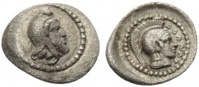 DYNASTS OF LYCIA. Ddenewele, circa 420/10-400 BC. Obol (Silver, 10 mm, 0.65 g, 6 h). Head of the Satrap right, wearing Persian tiara. Rev. DDENEΛ Helm...