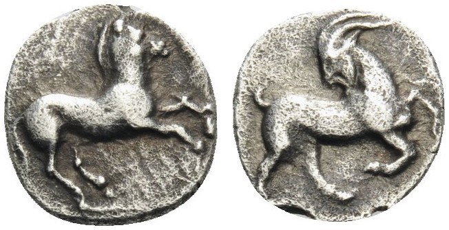 CILICIA. Kelenderis . 3rd century BC. Obol (Silver, 9 mm, 0.66 g, 5 h). Horse pr...