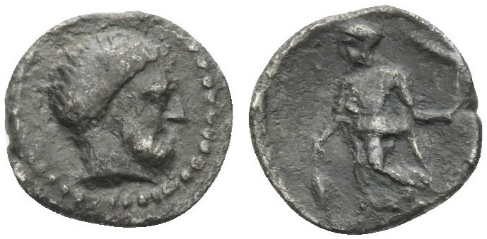 CILICIA. Mallos . late 4th century BC. Obol (Silver, 10 mm, 0.62 g, 12 h). Beard...