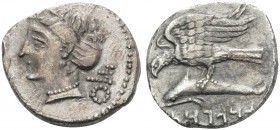 KINGS OF CAPPADOCIA. Ariarathes I, 333-322 BC. Drachm (Silver, 17 mm, 5.08 g, 12 h), Sinope. MO in Aramaic . Head of nymph left, her hair in sakkos, w...