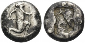 PERSIA, Achaemenid Empire. Time of Artaxerxes II to Artaxerxes III, circa 375-340 BC. Siglos (Silver, plated, 15 mm, 5.31 g), Sardes. Persian king or ...