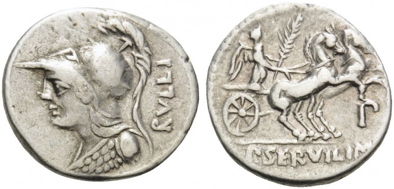 P. Servilius M.f. Rullus, 100 BC. Denarius (Silver, 19 mm, 4.01 g, 9 h), Rome. R...