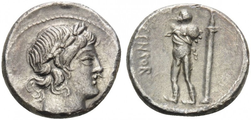 L. Marcius Censorinus, 82 BC. Denarius (Silver, 16 mm, 3.84 g, 2 h), Rome. Laure...