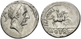 L. Marcius Philippus, 57 BC. Denarius (Silver, 18.5 mm, 3.76 g, 3 h), Rome. ANCVS Diademed head of Ancus Marcius to right; behind, lituus. Rev. PHILIP...