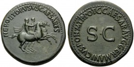Nero & Drusus Caesar, died 31 and 33, respectively. Dupondius (Bronze, 29 mm, 17.31 g, 6 h), struck under Caligula, Rome, 37-38. NERO ET DRVSVS CAESAR...