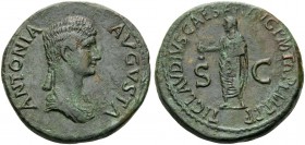 Antonia Minor, Augusta, 37 and 41. Dupondius (Bronze, 29 mm, 8.91 g, 6 h), Struck under Claudius, Rome, 42-54. ANTONIA AVGVSTA Draped bust right, wear...
