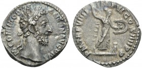 Commodus, 177-192. Denarius (Silver, 18 mm, 3.11 g, 12 h), Rome, 183-184. M COMMODVS ANTON AVG PIVS Laureate head of Commodus to right. Rev. P M TR P ...